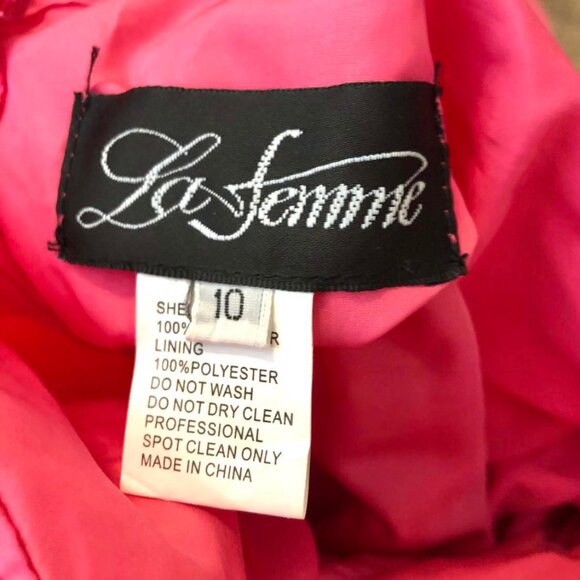NWT LA FEMME Pink Neon Light Tulle Gown Sweetheart Neck Laceup Back 10 MSRP $408 - Picture 9 of 11